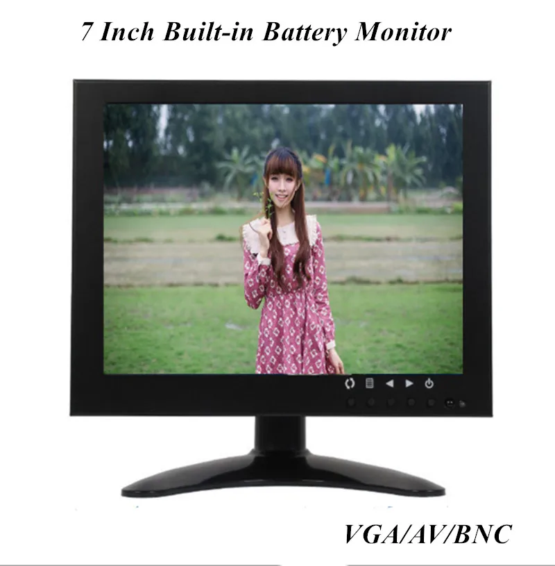 7 Inch Built-In Battery CCTV Monitor VGA/AV/BNC Input