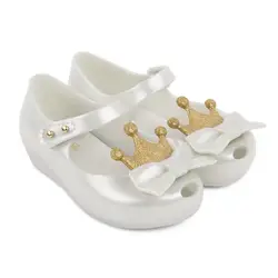 Mini Melissa Ultragirl/2019 оригинальные прозрачные сандалии для девочек детские сандалии с короной детская пляжная обувь нескользящие ботильоны Melissa