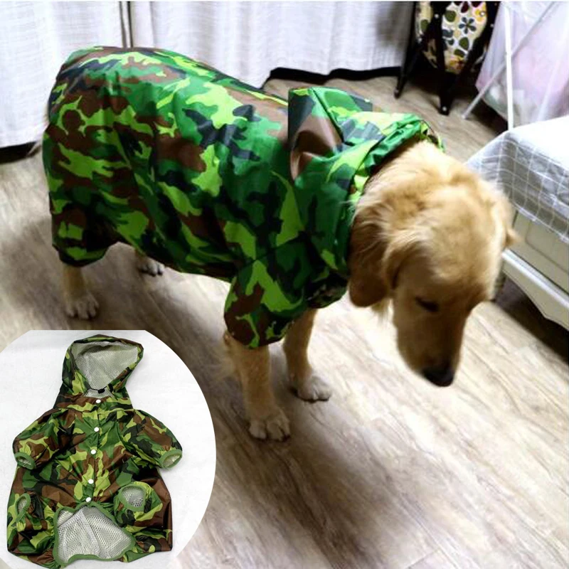 

Summer Pet Dog Raincoat Clothes Waterproof Camouflage Jacket Overalls For Small Large Dogs Casual Pets Rain Coats Jumpsuits 3