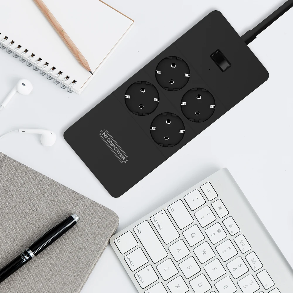 NTON POWER Smart Power Strip Защита от перенапряжения 4/6/8 розетки 4 USB порта штепсельная вилка