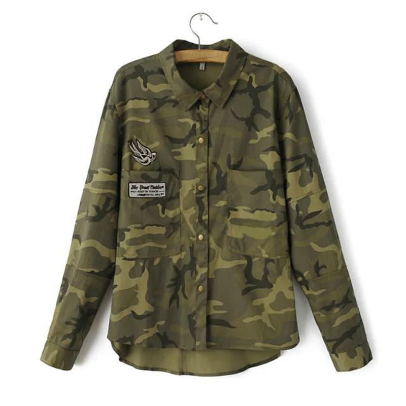 Compra camisa militar de las mujeres online al por mayor