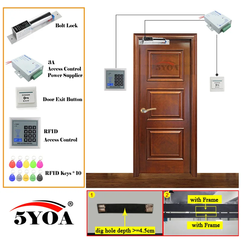 RFID система контроля доступа умный дверной замок Безопасный Комплект Электронный Открыватель ворот домашний гараж цифровой набор электро магнитный - Цвет: ACBlt