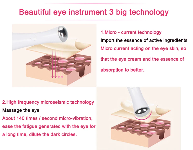 Электрический инструмент для сообщения глаз Вибрирующая ручка для красоты мини-инструмент для удаления морщин средство для лица против старения уход за кожей подарок для красоты