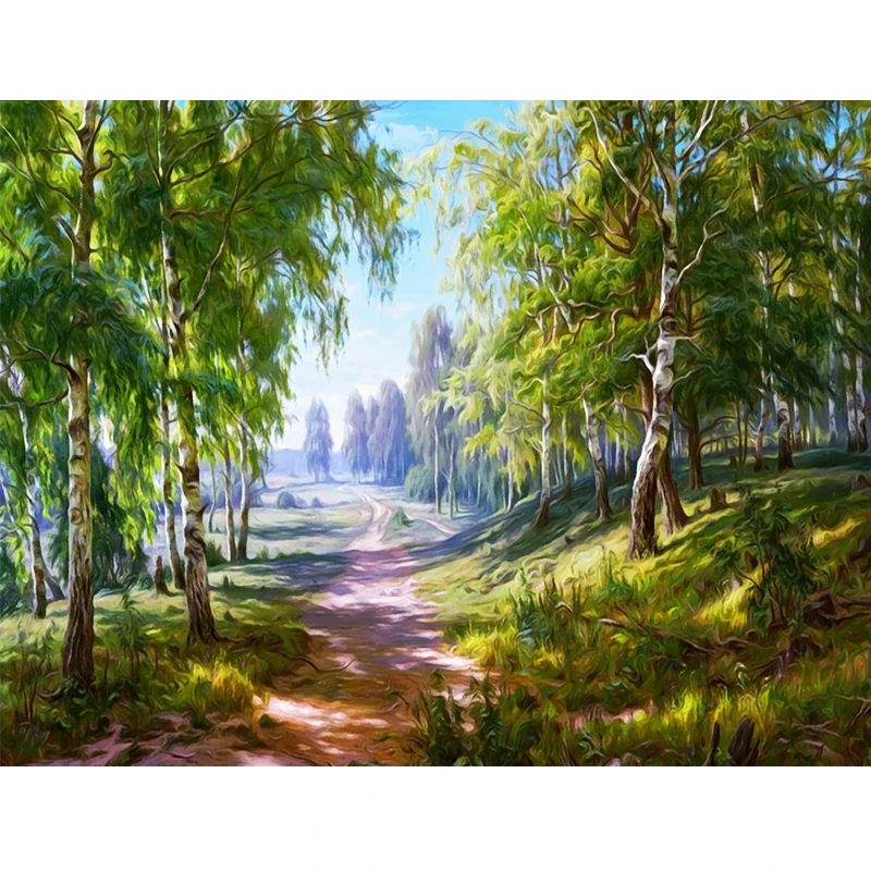 

Megayouput 5d diy diamond painting cross stitch kit diamond embroidery birch forest picture mosaic pattern wall sticker gift