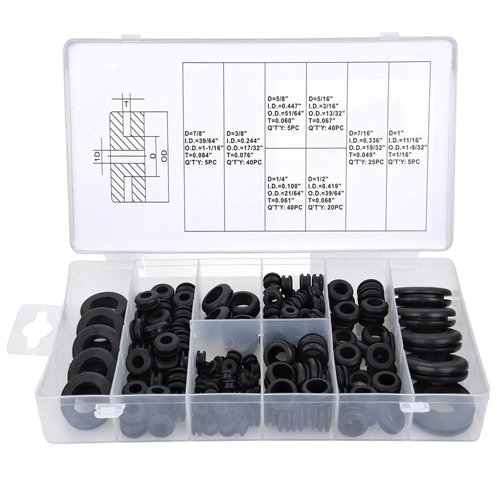 180 Pc Rubber Grommet Set Tools