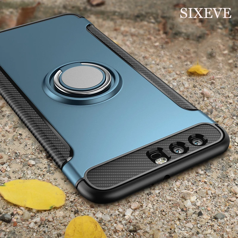 

SIXEVE For Huawei Honor 9 Premium Honor 9 Lite Case Luxury TPU+PC Hard back Cover Accessory For Honor 8 Lite 9 Finger Ring Cover