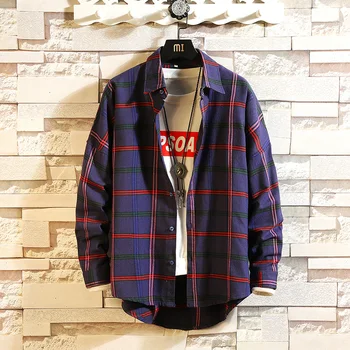 

Plaid Shirt 2018 New Autumn Winter Flannel Red Checkered Shirt Men Shirts Long Sleeve Homme Cotton Male Check Shirts
