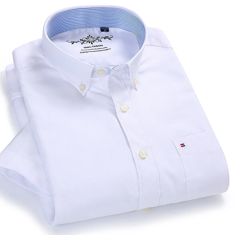 Lang, мужская рубашка g Oxford, с коротким рукавом, приталенная, мужская, деловая, Повседневная рубашка, брендовая, мужская одежда - Цвет: D1007-01