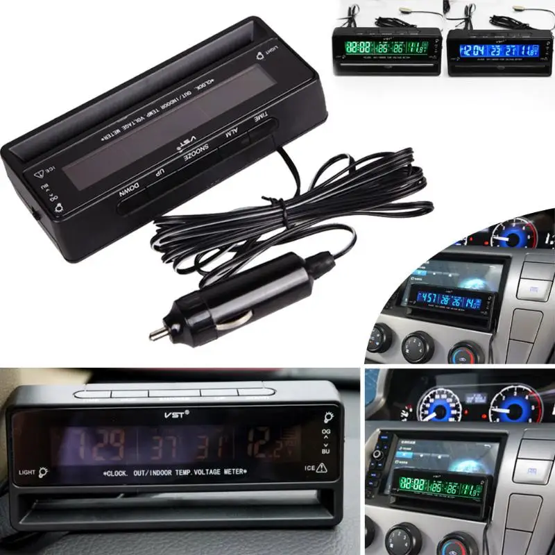 3 in 1 LCD Dislay Car Digital Thermometer Voltmeter Monitor Clock Thermometer Battery Voltage Temperature Monitor Meter 3 in 1 LCD Dislay Car Digital Thermometer Voltmeter Monitor Clock Thermometer Battery Voltage Temperature Monitor Meter
