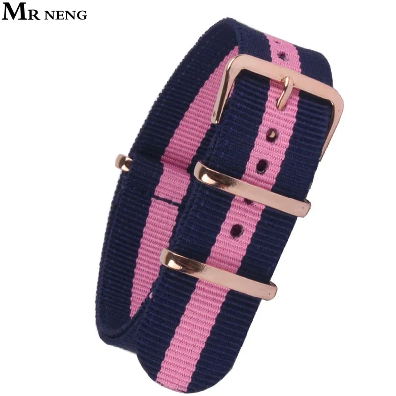 

MR NENG Brand New Arrive Rose Gold Buckle watchbands 18mm 20mm Watch Strap nato Nylon Bracelet Watch Band 18 mm