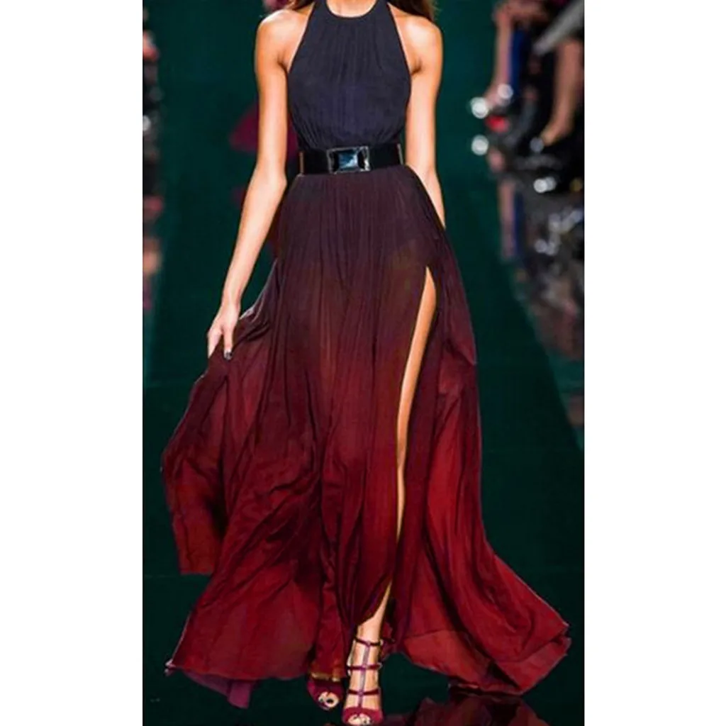 

2019 New Stylish Female's Kleid Summer Women's Sexy Sling Fashion Dress Gradient Color Dress long Dress Abito da donna alla moda