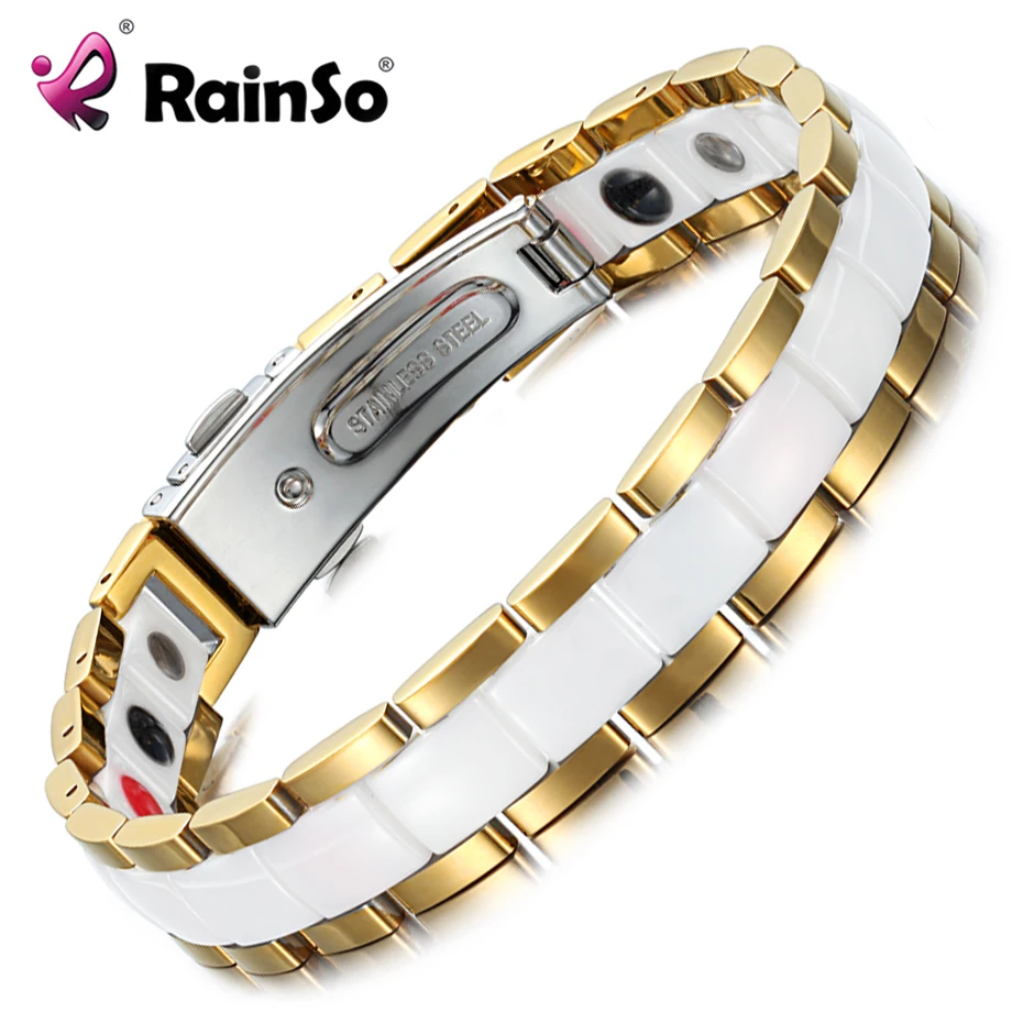 

Rainso Elegant White Ceramic Female Bracelets & Bangles for Women Hologram Magnetic Therapy Lady Charm Germanium Jewelry ORB-227