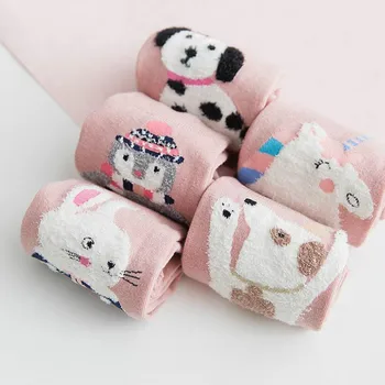 

5 Pairs Ladies Socks Lovely Cartoon Animals Womens Cute Design Casual Cotton Crew Socks