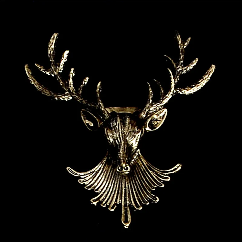 

H:HYDE Unisex Animal Christmas Xmas Fashion Gold Color Deer Antlers Head Pin Brooches Styling Jewelry perno de la solapa