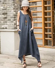 SCUWLINEN Vestidos 2017 Summer Dress Women Sleeveless Tank Linen Dress Irregular Hem Beach Party Dress Maxi Long Women Dress S17