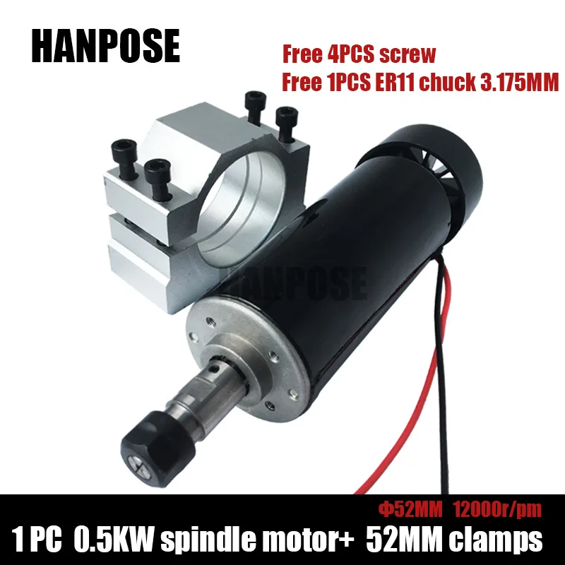 

Top 500W ER11 collet 52mm diameter DC 0-100 CNC Carving Milling Air cold Spindle Motor For Engraving runout less than 0.01 mm