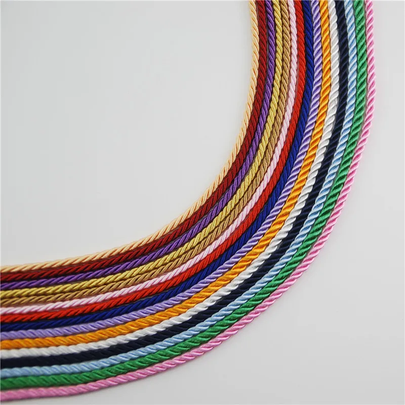 

FASMILEY DIY Cord Jewelry Findings 3mm Braided Rope Multi Solid Color Twisted Thread DIY Accessories String Supplys 100m DS217