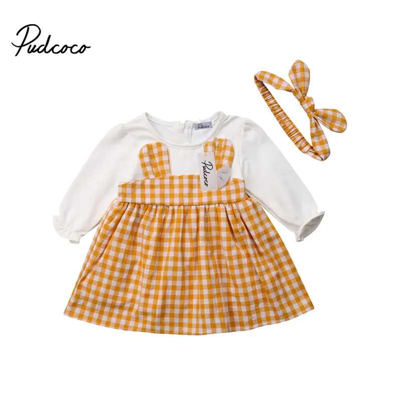 Cute Girl Dress Kids Children Dress Girls Rabbit Ear Long Sleeve Plaid Dress Cotton Autumn Princess Dresses Baby Girls Clothes