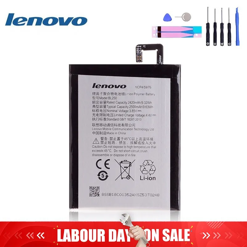 

Original Battery For Lenovo vibe s1a40 battery S1c50 BL250 2500mAh Full Capacity For Lenovo s1a40 Battery