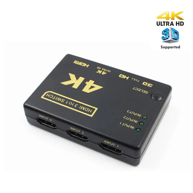 HDMI переключатель 3 порта 4 к* 2 к коммутатор сплиттер коробка Ultra HD для DVD HDTV для Xbox для PS3 PS4