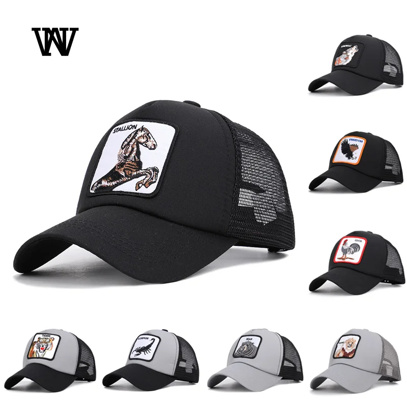 Губчатая сетчатая подкладка, Мужская кепка с животным принтом, летняя бейсболка, кепка для водителя грузовика, Женская Бейсболка, Кепка в стиле хип-хоп, унисекс, Bone Masculino BQM-CZX38