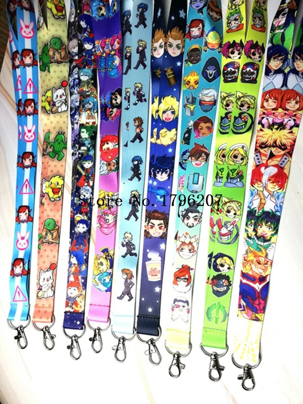 

10pcs/20pcs/30pcs/50pcs Japanese anime Neck Strap Lanyard Mobile Phone Key Chain ID Badge Key Chains G10