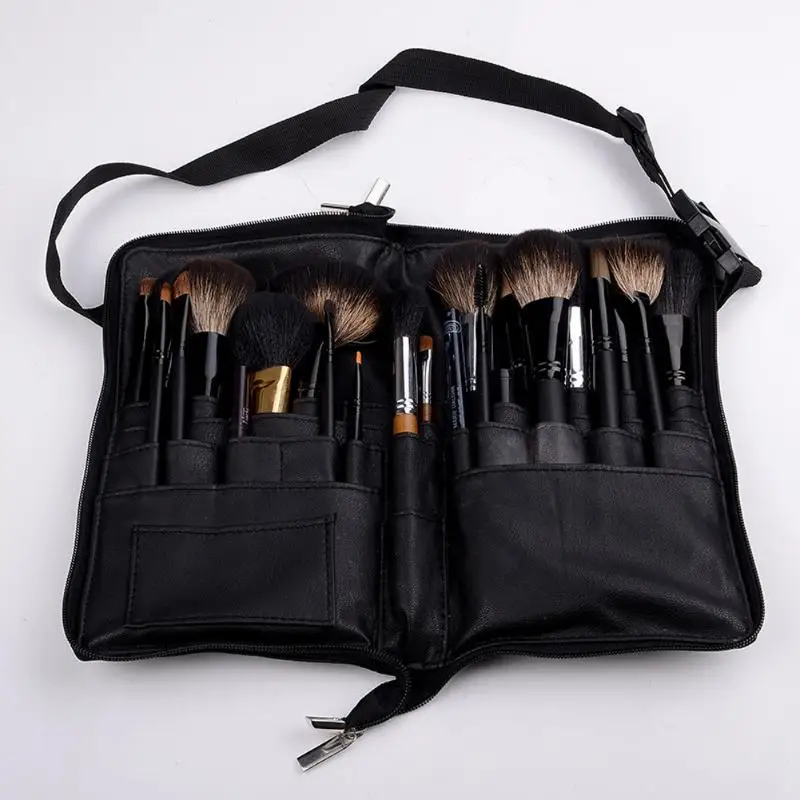 Мягкий макияж 32 Кармана кисти pincel maquillaje Макияж сумка черная щеточница косметический кожаный чехол(без кисти для макияжа