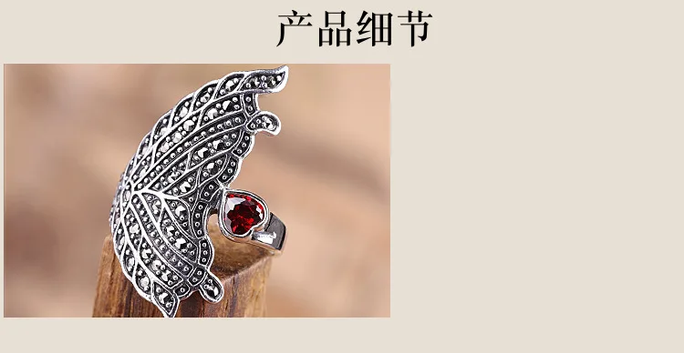 Seiko ручной работы S925 Стерлинговое Серебряные ювелирные изделия Для женщин сердце красный гранат кольцо