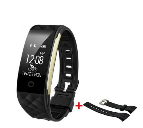 Смарт-браслет Maxinrytec S2 монитор сердечного ритма Smartband фитнес-трекер модные спортивные fit bit часы с гибким браслетом Bluetooth 4,0 - Цвет: add black strap