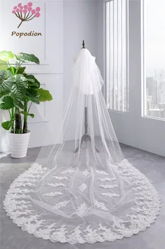 

Cover face wedding accessories wedding veil 3.5 meters lace bridal veil with comb WAS10104