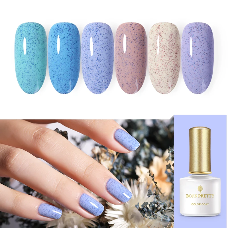  BORN PRETTY 6ml Soak Off Foggy Gel Series Blue Purple Sequins Nail Art UV Gel Shimmer Manicure for 