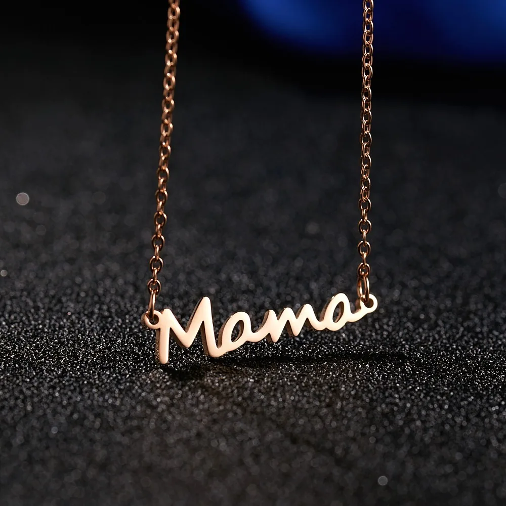 Ожерелье с надписью Mama из нержавеющей стали, цепочка с подвеской для мамы и ребенка, женское ожерелье, ювелирное изделие, подарок на день матери