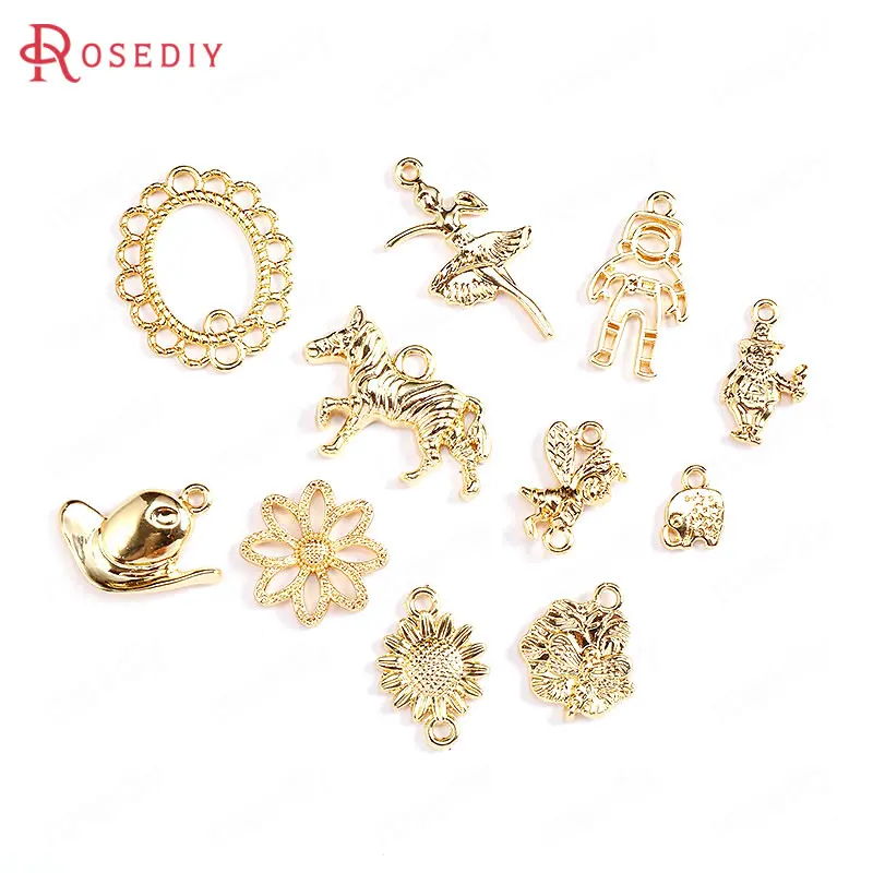 

(34121)20PCS Gold Color Zinc Alloy Elephant Sunflower Bee Dragonfly Zebra Charms Pendants Diy Jewelry Findings Accessories
