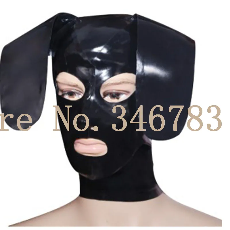 100% латексная маска собаки резиновый капюшон на молнии на спине для вечерние