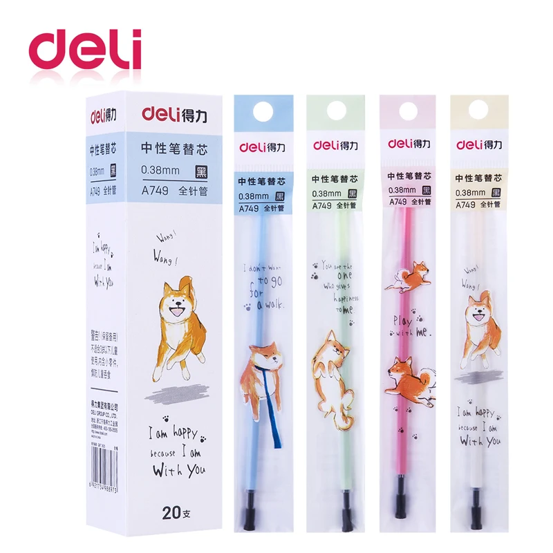 

Deli 1pcs gel pen ink refill 0.38mm Full needle black animal gel pen refill Signature pen refill Office School Supplies Pen