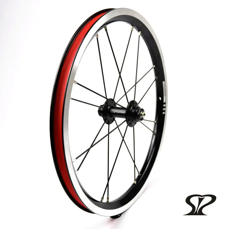 Best New SPOMANN 16 inch Folding bicycle alloy V brake BMX bike clincher rims wheelset MTB 16er 7 bearing 3 speed freewheel Free ship 4