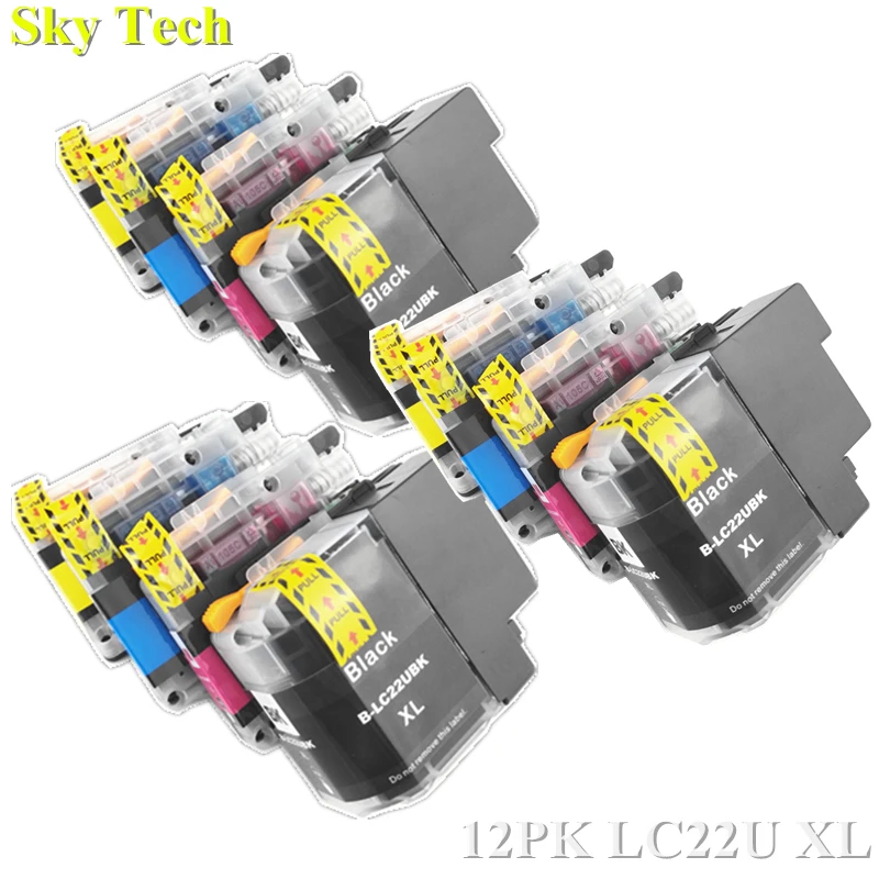 12X Compatible Ink Cartridge For LC22U , For Brother DCP J785DW MFC J985DW Printer . XL volume
