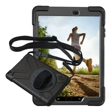 Для Samsung Galaxy Tab S3 9,7 SM-T820 T825 чехол для планшета силиконовый+ PC подставка жесткий чехол с запястье+ плечевой ремень