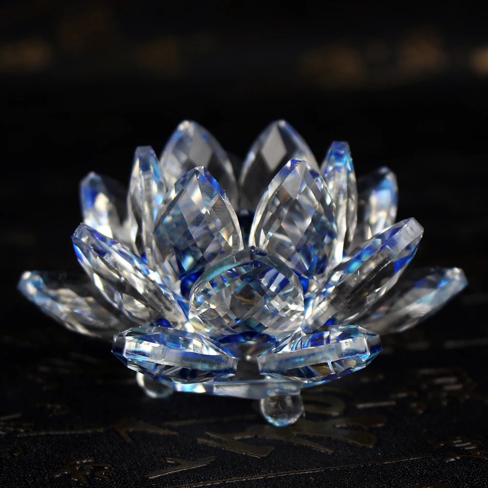 Fengshui K9 Crystal Lotus Flower Paperweight za poročno ugodno okraševanje doma praznična darila