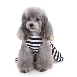 Удобный полиэстер Полосатый костюм для животного повседневные праздничные рубашки для собак Одежда Щенок платья для маленьких собак vestidos