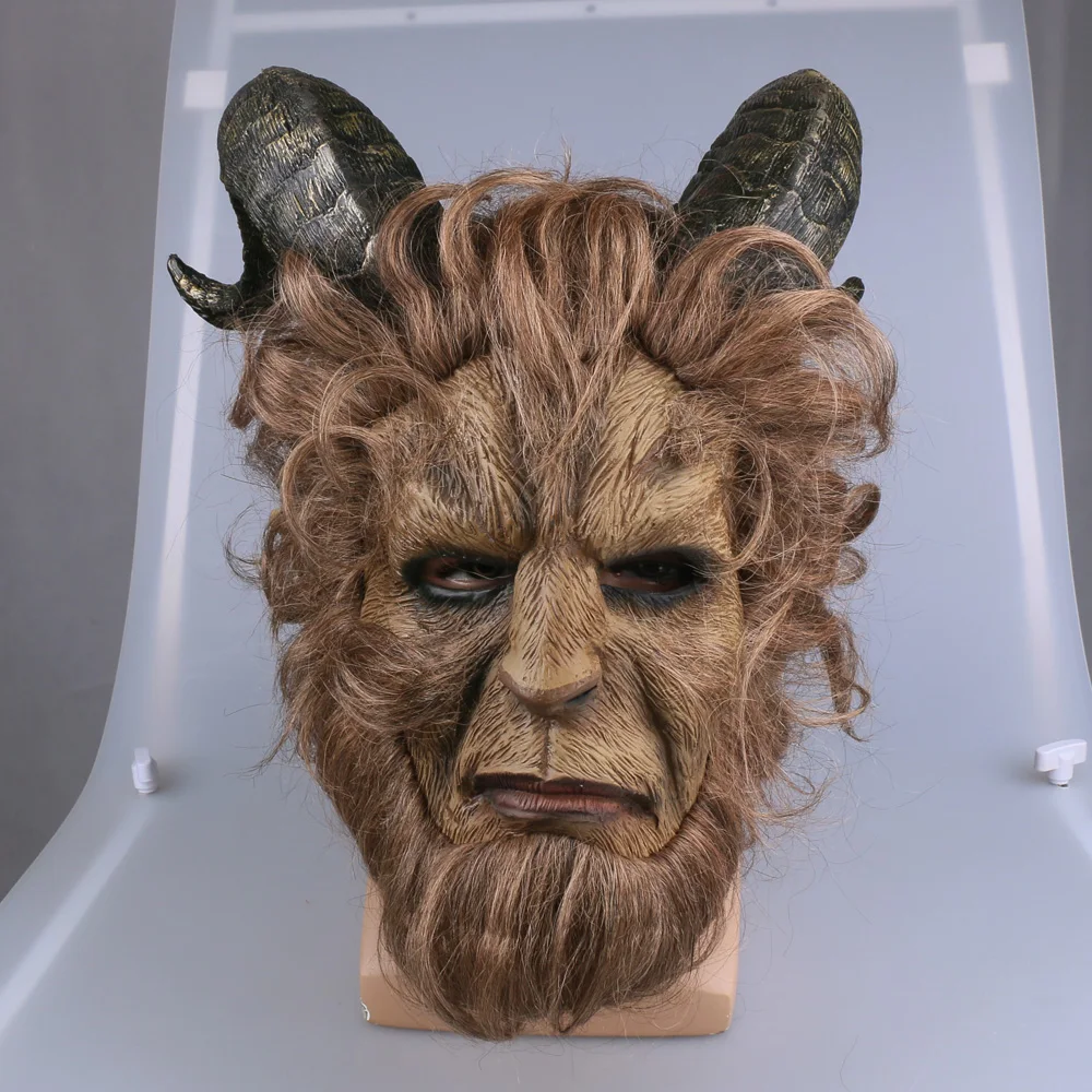 2017 Hot Movie Beauty and the Beast Adam Prince Mask Cosplay Horror Mask Latex Lion Helmet Halloween Party (11)