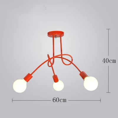 Винтажный светодиодный потолочный светильник E27, Кухонные светильники, потолочное освещение, Индивидуальные Потолочные светильники, Светильники для гостиной, Lustre - Цвет корпуса: Red 3 Heads