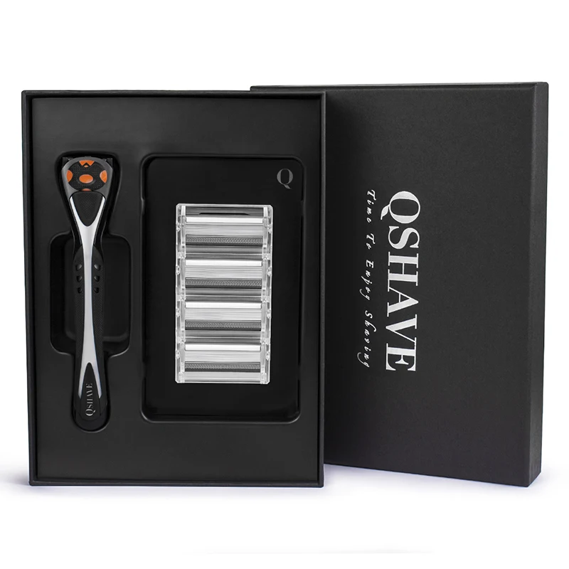 

Qshave Black Spider Man Manual Shaving Razor With Beautiful Present Box Can Design Your Name on Handle(1pc Handle, 4pc X6 Blade)