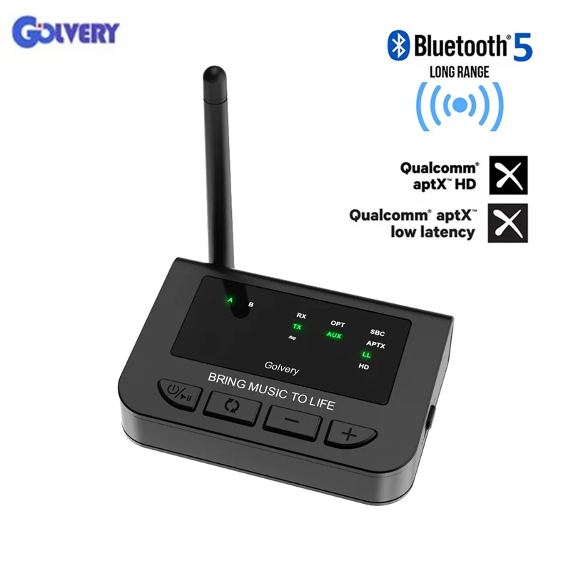 

Long Range Bluetooth 5.0 Transmitter Receiver 3 In 1 aptX HD& APTX Low Latency Wireless AUX & Optical Adapter for TV Home Stereo