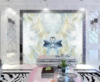 

3d wallpaper custom photo mural non-woven stone pattern White Swan background wall painting living room wallpaper for walls 3d