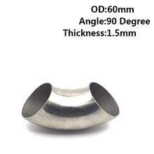 60mm Replacement Stainless Steel Car 90° Bend Exhaust Pipe Tube Elbow Fitting 76mm 90 degree tight stainless exhaust mandrel bend tube pipe bend high quality 201 stainless steel