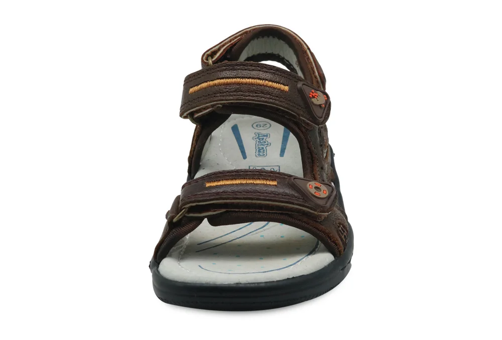 Apakowa бренд Eur 26-31 обувь для мальчиков Подлинная кожаные пляжные сандалии с аркой поддержка большие дети плоские ортопедические детские туфли новые