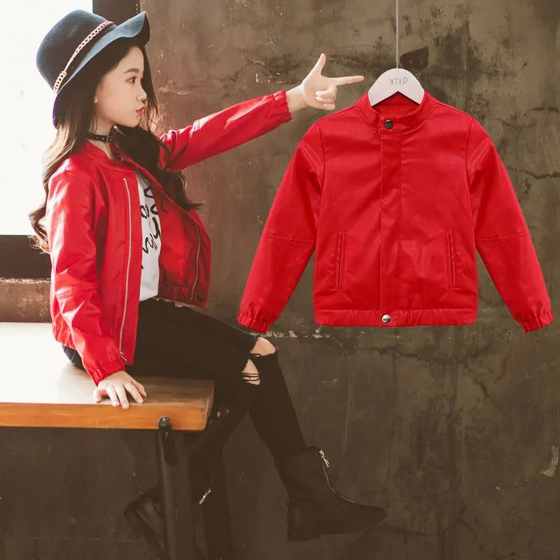 Children PU Cardigan Jacket Vintage 
