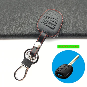 

2 Buttons 100% Leather Car Key Fob Case Cover Skin For TOYOTA CAMRY RAV4 PRADO COROLLA AVENSIS LAND CRUISER YARIS Protect Shell