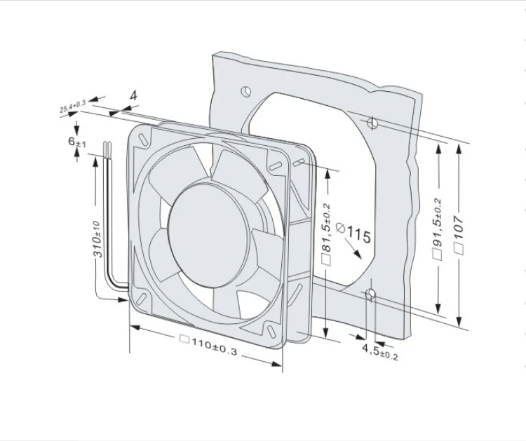 2015 Newest 2pcs/lot Ball Bearing type 110 series Axial Cooling Fan 108*108*25mm AC Fan use for electric cabinet XF1122ABH